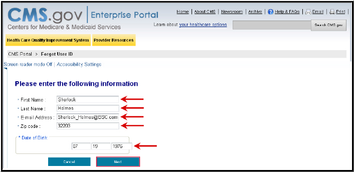 Authentication page
